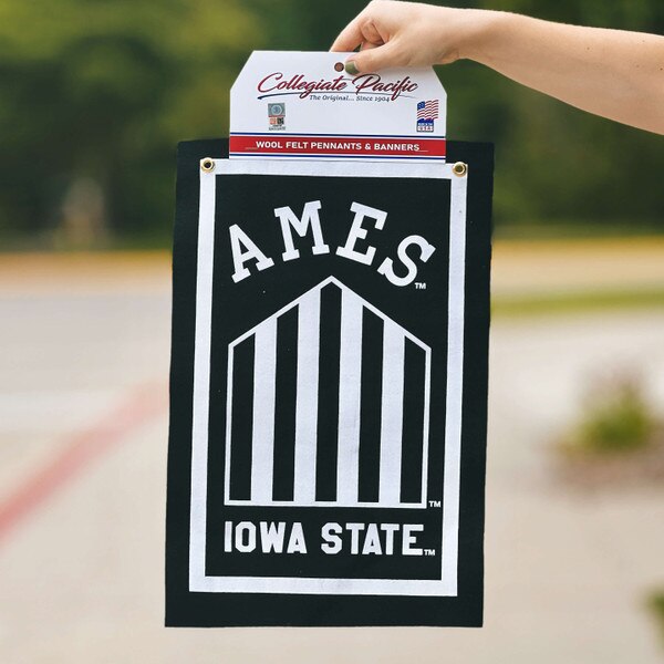 Ames 5-Bar Iowa State Black Vertical Banner (12"x18")